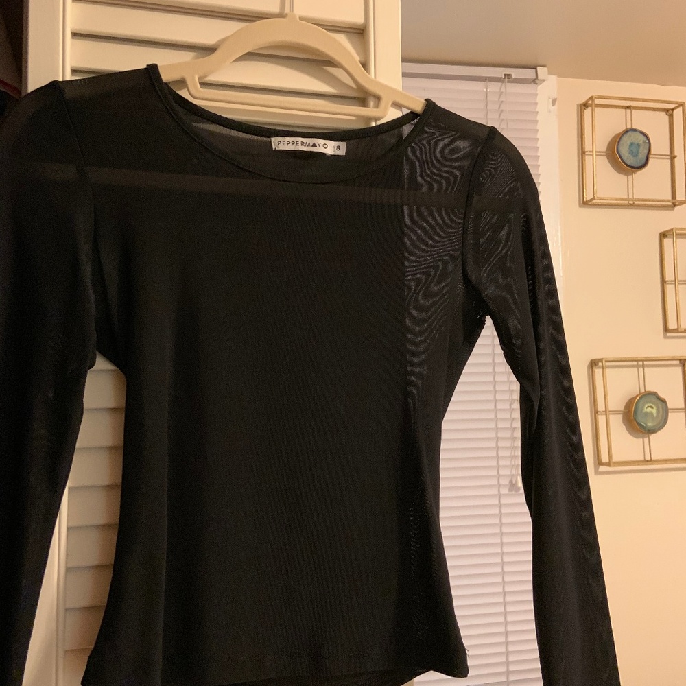 Peppermayo Black Mesh Top
